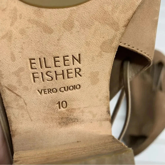 Eileen Fisher Nikki Peep Toe Sandals Block Heel - Picture 4 of 10